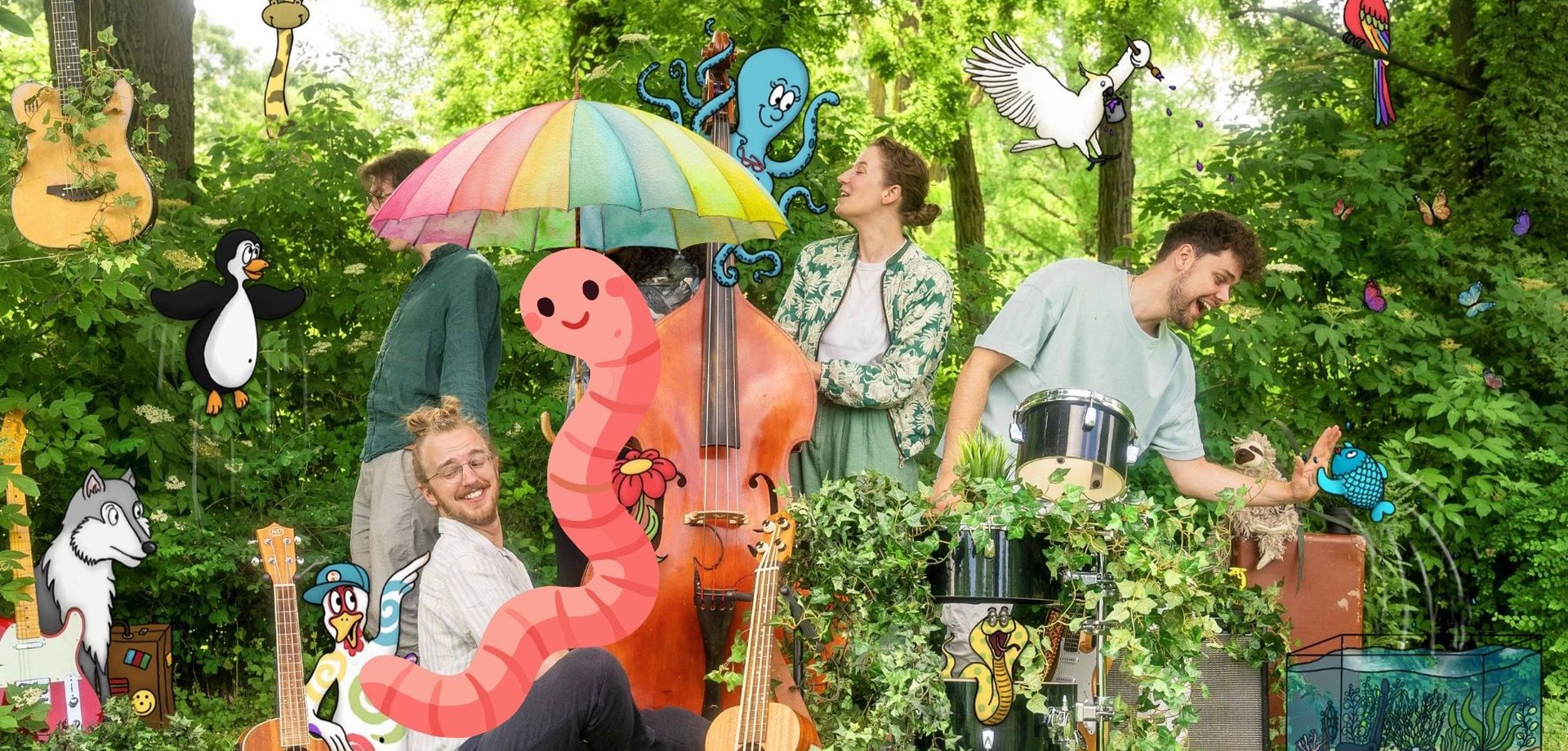 Kinder und Erwachsene malen gemeinsam ein Bild