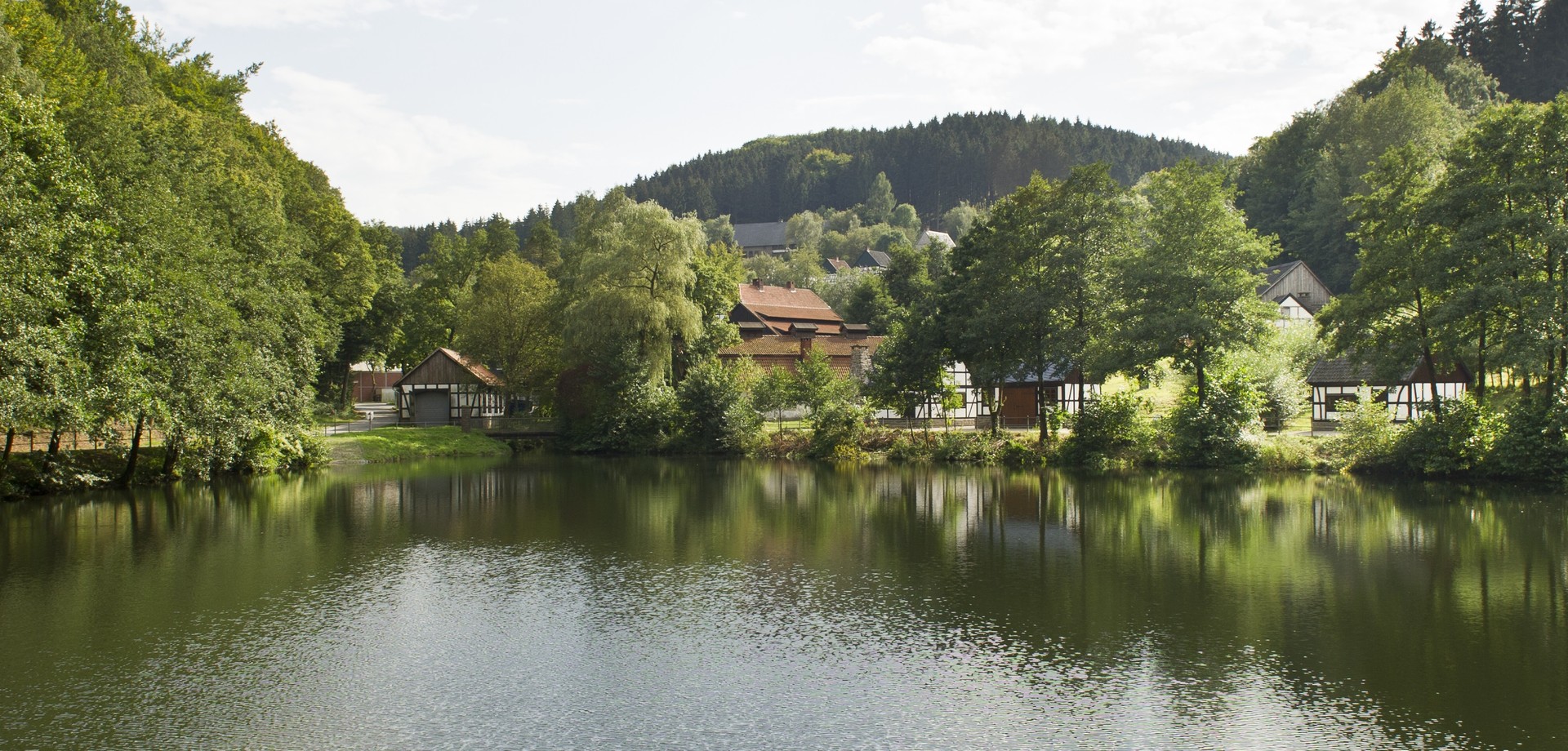 Fachwerkhäuser umwaldet am See