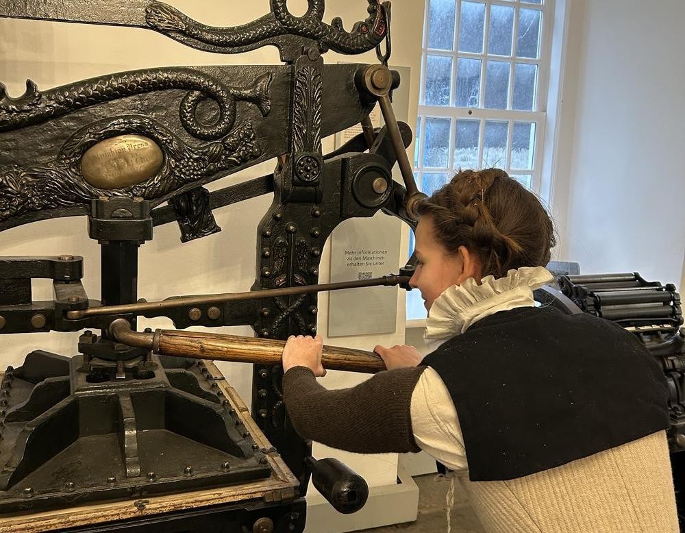 Blick in eine historische Druckerei